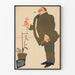 Vintage artistic poster of a man in a suit holding a flower