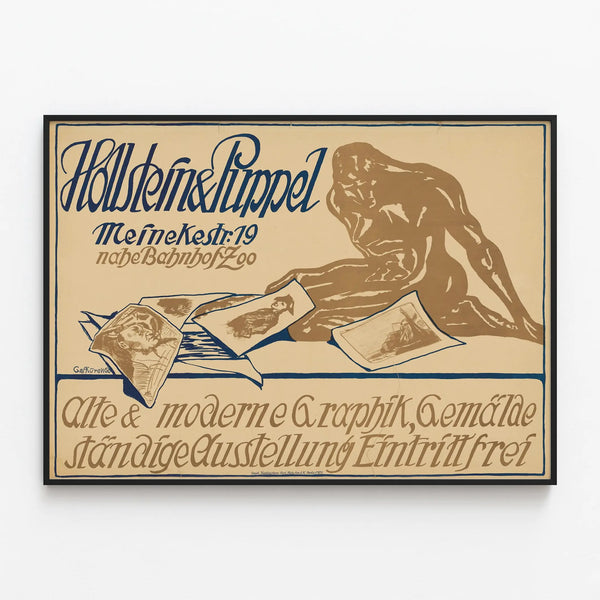 Wall decoration poster for exhibition of antique and modern engravings — framed artwork on a wall