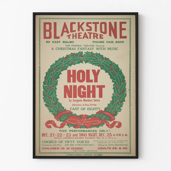 Vintage Poster Holy Night - Blackstone Theatre, Christmas musical show