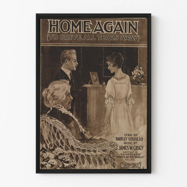 Vintage Poster Home Again - Retro Wall Decoration