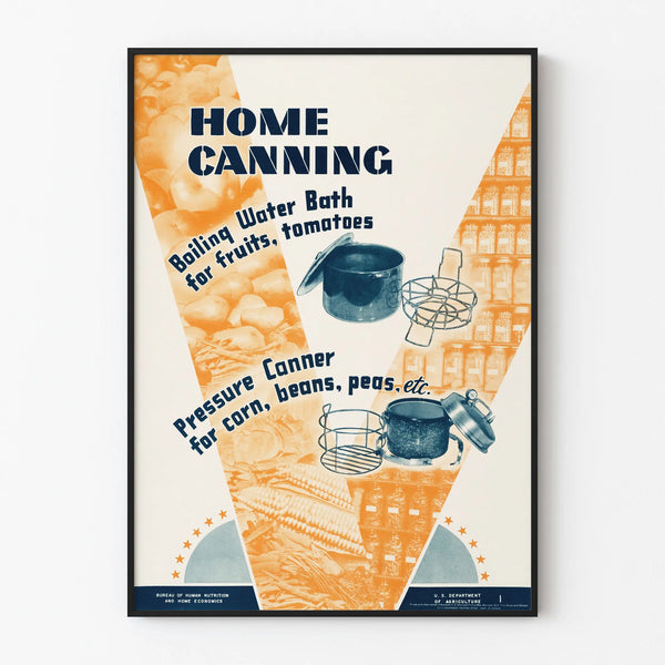 Vintage poster for home canning for preserving fruits and vegetables