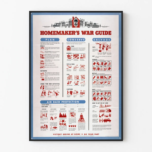 Vintage war guide poster for housewives - Retro and educational wall decoration