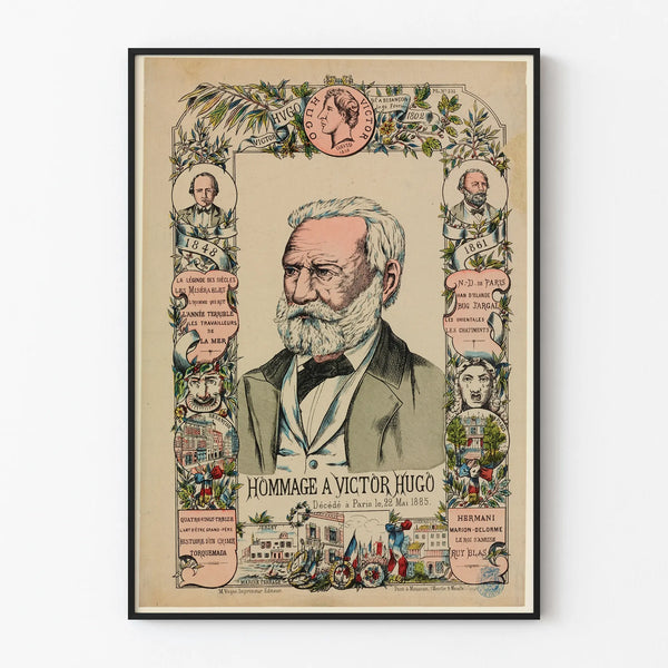 Victor Hugo tribute poster - Vintage literary wall decoration