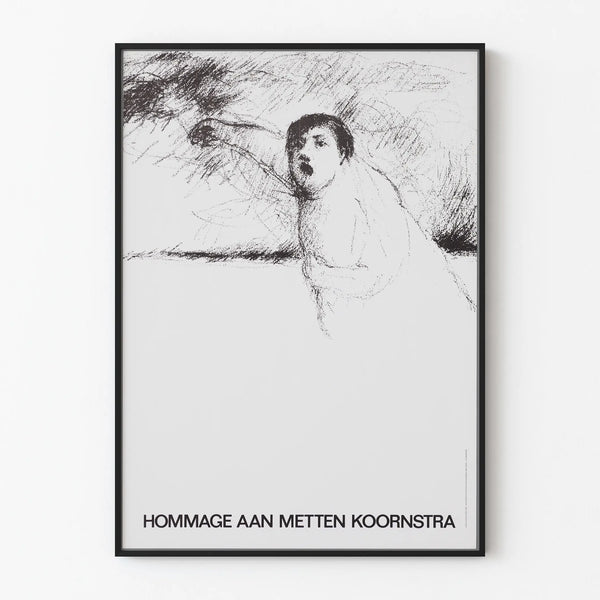 Homage poster in black and white drawing by Metten Koornstra
