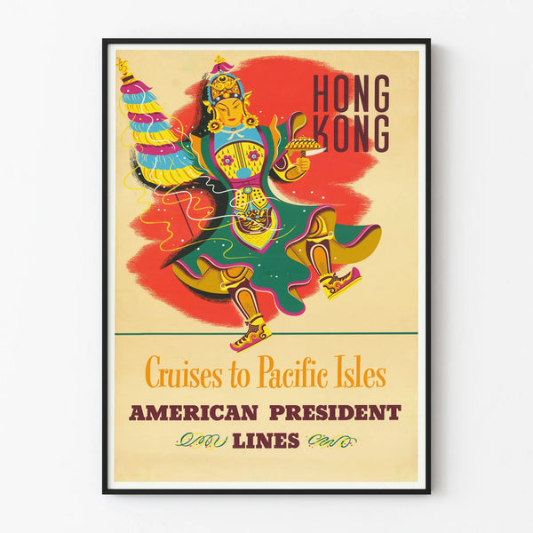 Vintage Poster Cruises to Pacific Isles Hong Kong - Wall Decoration