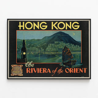 Vintage Poster Hong Kong The Riviera of the Orient — framed artwork on a wall