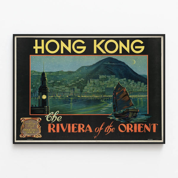 Vintage Poster Hong Kong The Riviera of the Orient — framed artwork on a wall