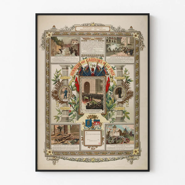 Decorative poster Honoring the Guardians of Peace – Vintage 19th-century illustration