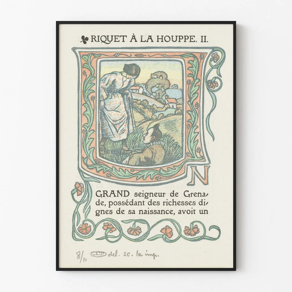 Vintage decorative poster Riquet à la Houppe illustration framed