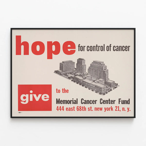 Vintage poster Hope for Control of Cancer - Medical and wall decoration poster — framed artwork on a wall
