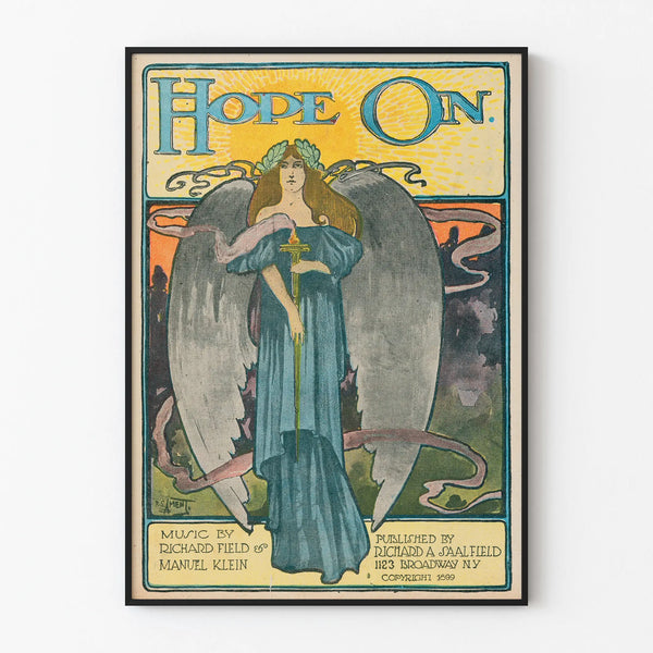 Vintage Hope On poster with angel and light