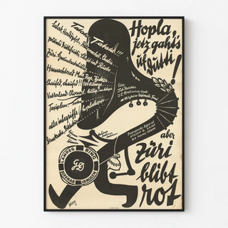 Vintage black and white wall poster with stylized character