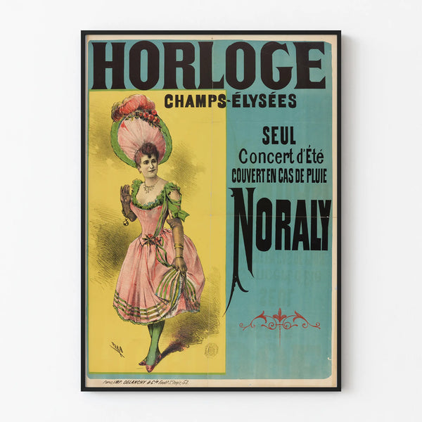 Vintage Poster of the Champs-Élysées Clock Summer Concert Noraly