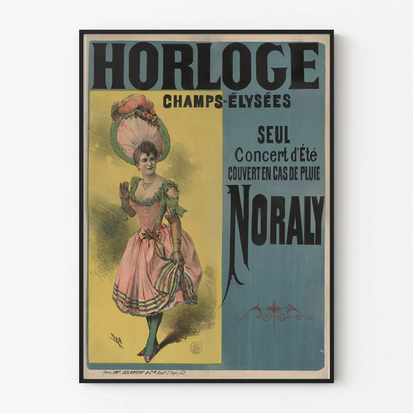 Vintage Poster of the Champs-Élysées Clock Summer Concert Noraly