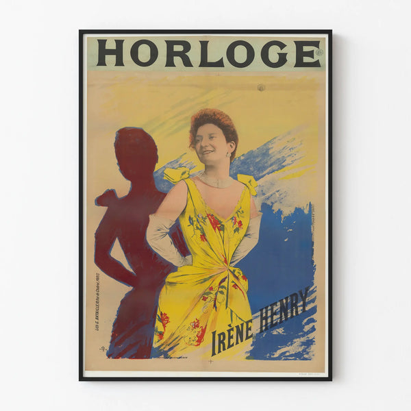 Vintage poster of Irène Henry clock for elegant wall decoration