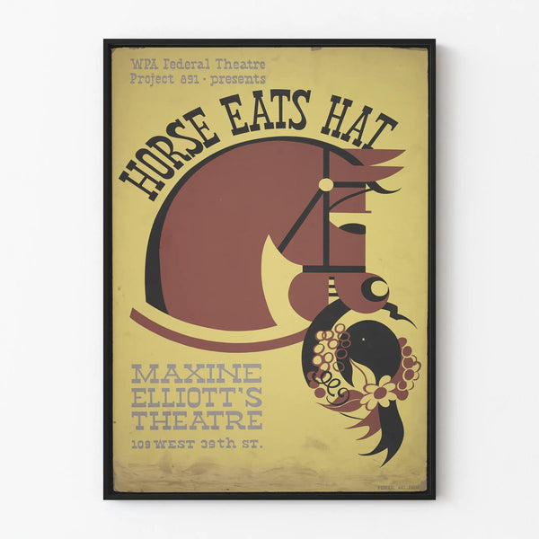 Vintage Horse Eats Hat Poster - Theater Wall Decoration