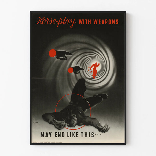 Vintage poster warning of the dangers of weapons