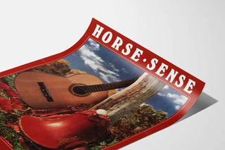 Vintage Poster Horse Sense with Guitar and Equestrian Saddle