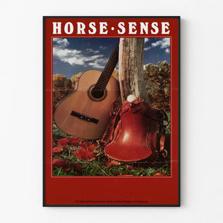 Vintage Poster Horse Sense with Guitar and Equestrian Saddle