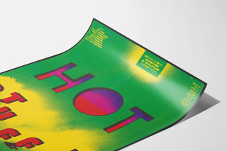 Exhibition poster for Hot Stuff sculpture in cast metal