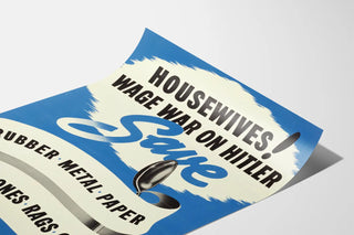 Vintage propaganda poster: Housewives wage war - material conservation
