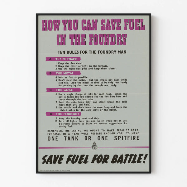 Vintage Poster: How to Save Fuel in Foundries - Industrial Wall Decoration