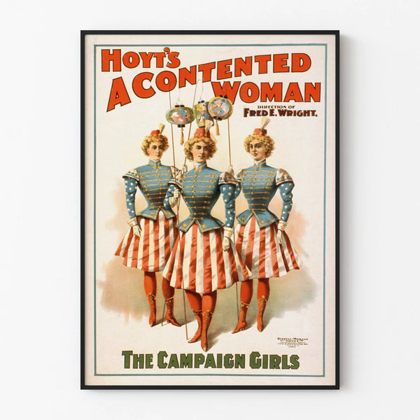 Vintage poster Hoyt's A Contented Woman - Retro patriotic wall decoration