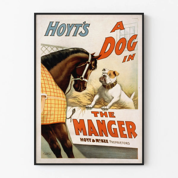 Vintage Poster 'A Dog in the Manger' with Horse and Dog