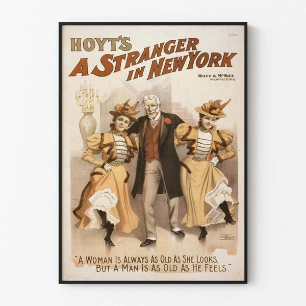 Vintage Poster A Stranger in New York - Retro Wall Decoration