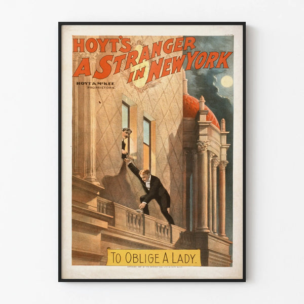 Vintage poster A Stranger in New York - Artistic mural decor