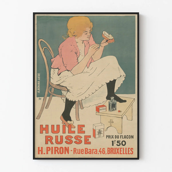 Vintage Russian Oil Poster H. Piron Brussels Wall Decoration