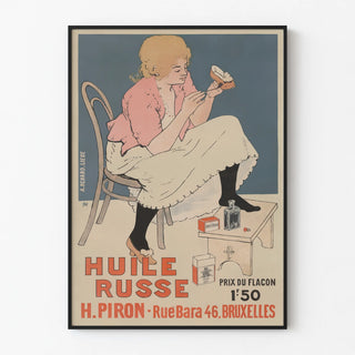 Vintage poster Oil Russian H. Piron Brussels wall decoration