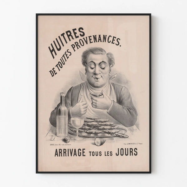 Vintage poster of oysters from all origins - Gourmet wall decoration