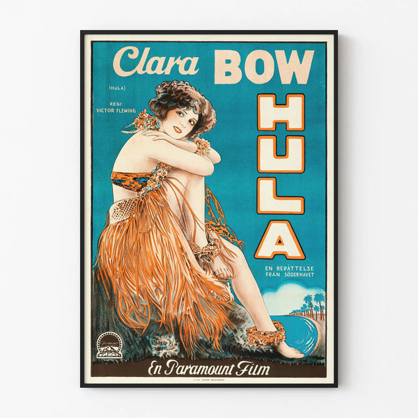 Vintage poster of Clara Bow Hula film Paramount wall decoration