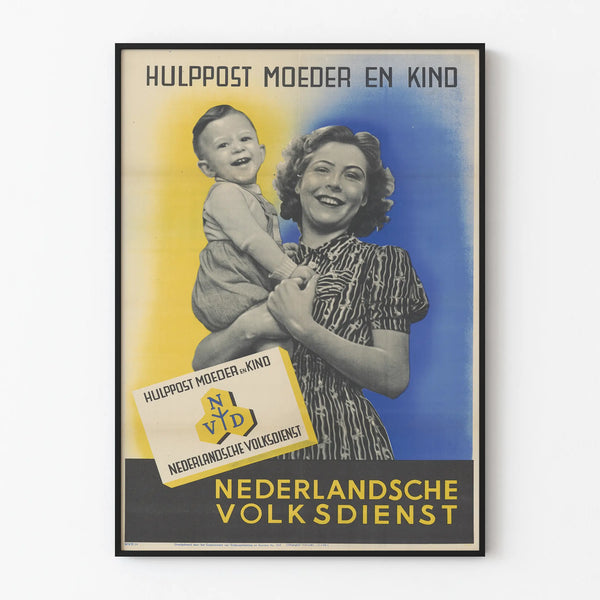 Vintage poster of mother and child wall decoration