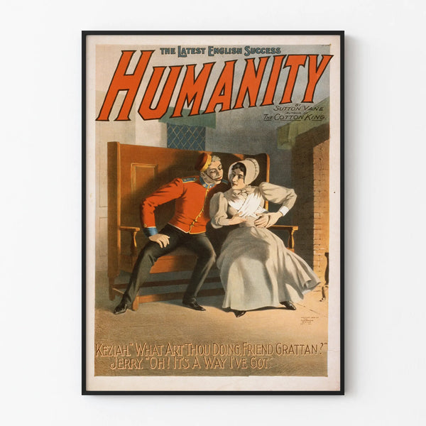 Vintage Humanity Poster - English Typographic Wall Decoration