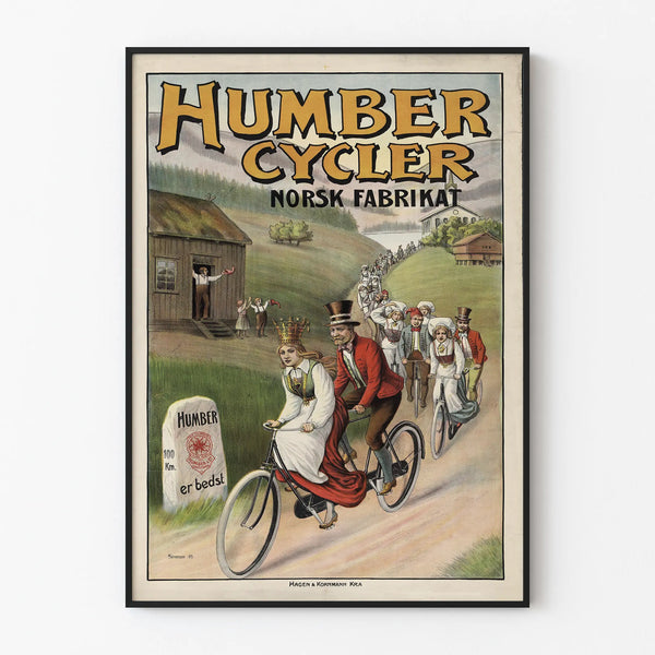 Vintage Humber Cycler Poster - Norwegian Wall Decoration