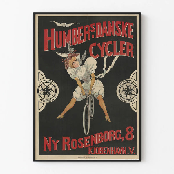 Vintage Poster Humbers Danske Cycler for Wall Decoration