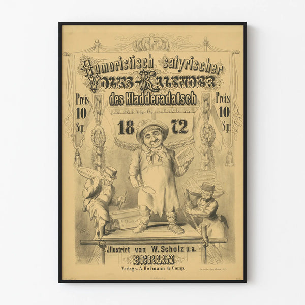 German satirical vintage poster 1872 - Humor and caricature
