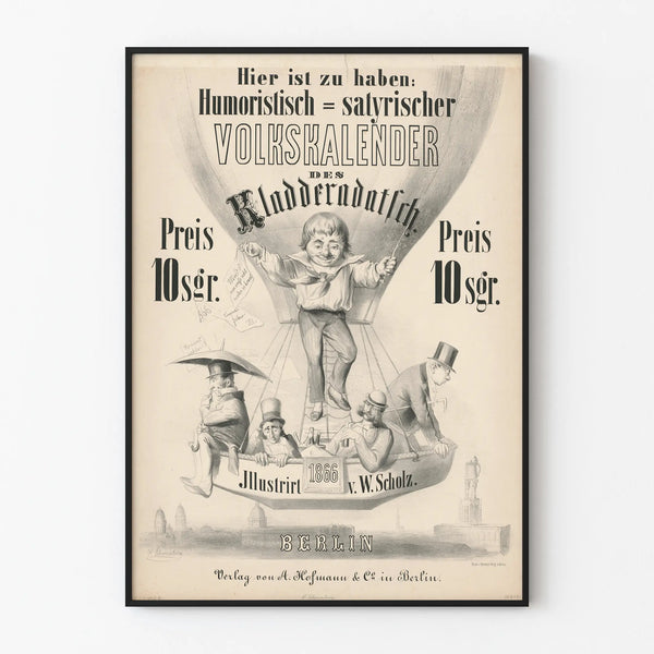 Vintage satirical poster of the popular calendar 1866