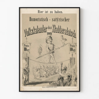 Vintage Humorous Poster Volkskalender 1869