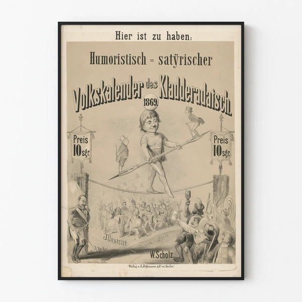Vintage Humorous Poster Volkskalender 1869