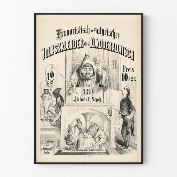 Vintage Humorous Poster Volkskalender 1870