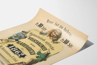 Vintage humorous satirical poster of the popular calendar 1862