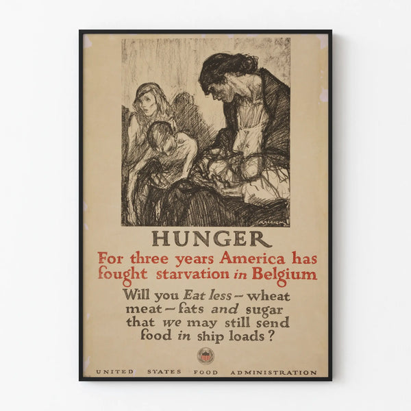 Vintage poster against famine in Belgium by the American Food Administration