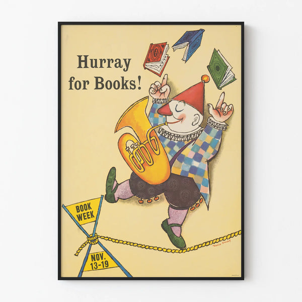 Vintage decorative poster Hurray for Books