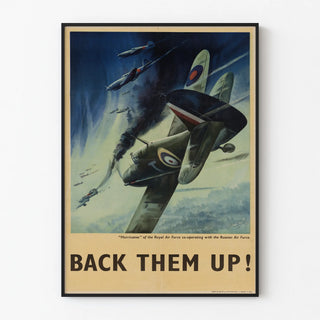 Vintage Military Poster of Royal Air Force and Russian Air Force Aircraft