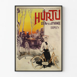 Vintage poster HURTU - Automobiles and bicycles Paris