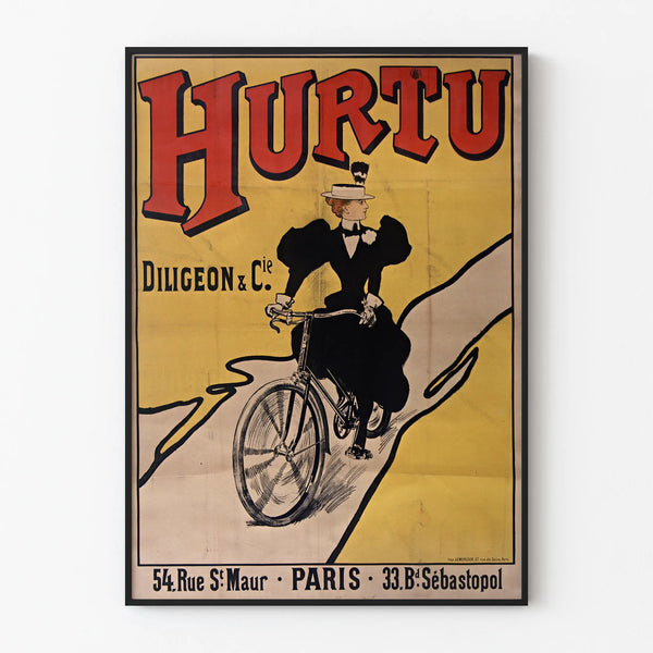Vintage poster Hurty Diligeon & Cie Paris by bicycle