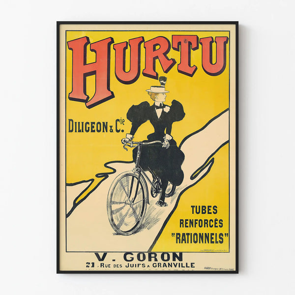 Vintage Hurtu poster for reinforced bicycle tubes